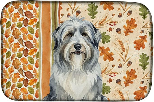 Caroline's Treasures Bearded Collie Heirloom Fall Dish Drying Mat Absorbent Dish Drying Mat Pad for Kitchen Counter Dish Drainer Mat for Countertop, 14 x 21", Multicolor