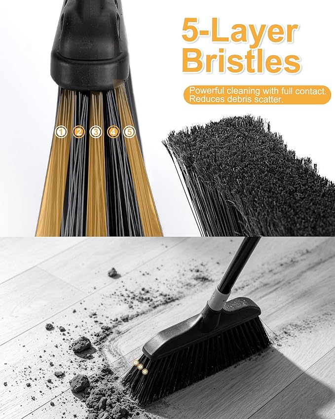 Outdoor Broom,Masthome Heavy Duty Broom,56" Brooms for Sweeping Outdoor,Angle Commercial Brooms with Hard Bristles, for Kitchen Home Office Garage Courtyard Lobby Lawn Concrete
