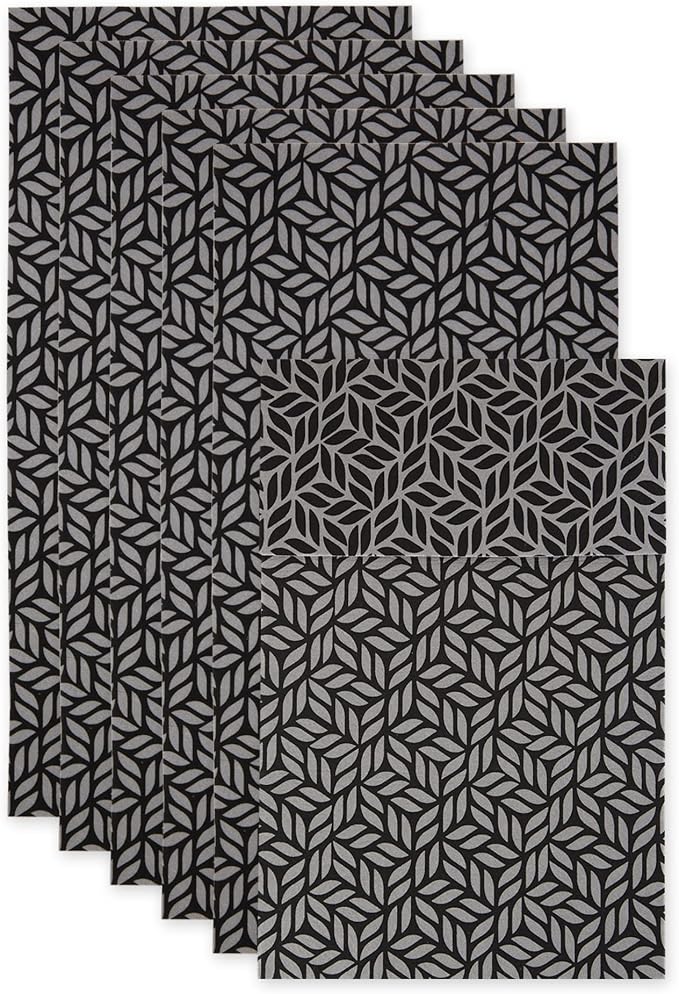 DII Fridge Liner Collection Non-Adhesive, Cut to Fit, 12x24, Gray Abstract Leaf, 6 Piece