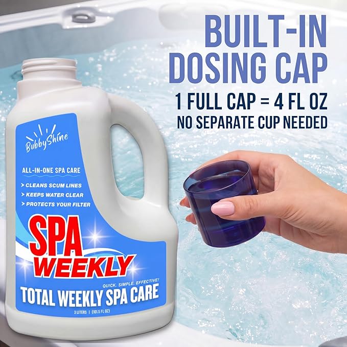 5-in-1 Weekly Hot Tub Chemicals, Spa Chemicals for Hot Tub, Clarifier, Cleaner & Conditioner for Spas & Inflatable Tubs, 3 L – BubbyShine