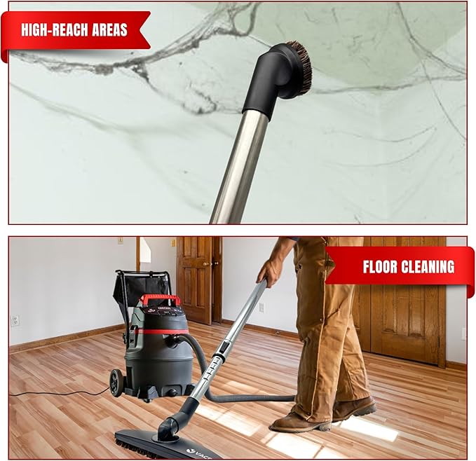 1.25 Inch Stainless Steel Vacuum Extension Wand Compatible with Vacuums using 1 1/4 Inch (1.25in) 32mm Accessories - 1 1/4 Vacuum Extension Tube for Shop Vac (Stainless Steel Extension Wand)