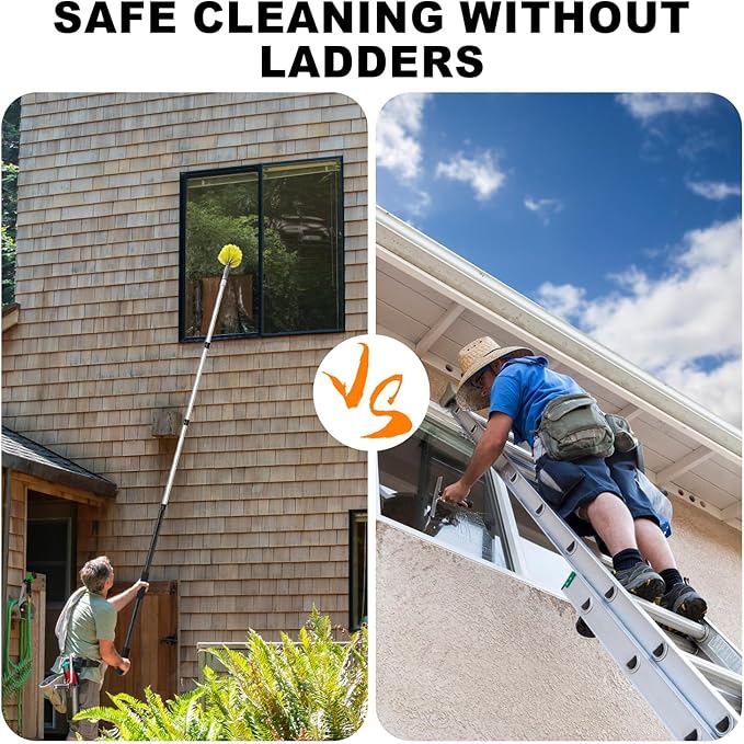 ARTIPOLY 4-12ft Cobweb Duster with Extension Pole, 20 Foot High Reach Feather Dusters with Bristles for Cleaning Outdoor Indoor, 4-Stage Spider Web Remover with Telescopic Pole for Ceiling Wall Yellow