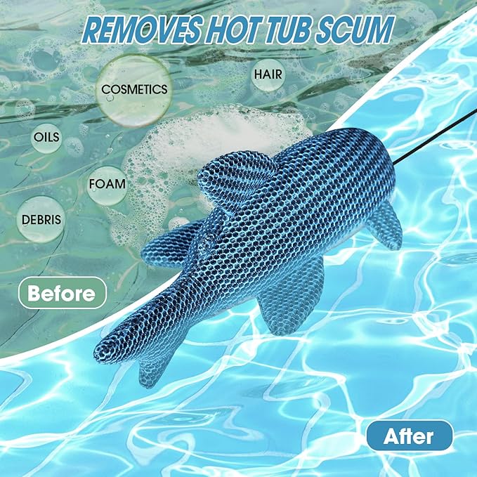 Hot Tub Scum Absorber, Hot Tub Accessories, Spa & Pool Scum Eliminating Balls,Hot Tub Scum Sponge for Hot Tub Oil Absorbing Sponge for Hot Tub Skimmer, Hot Tub Sponge Scum Remover (Shark)