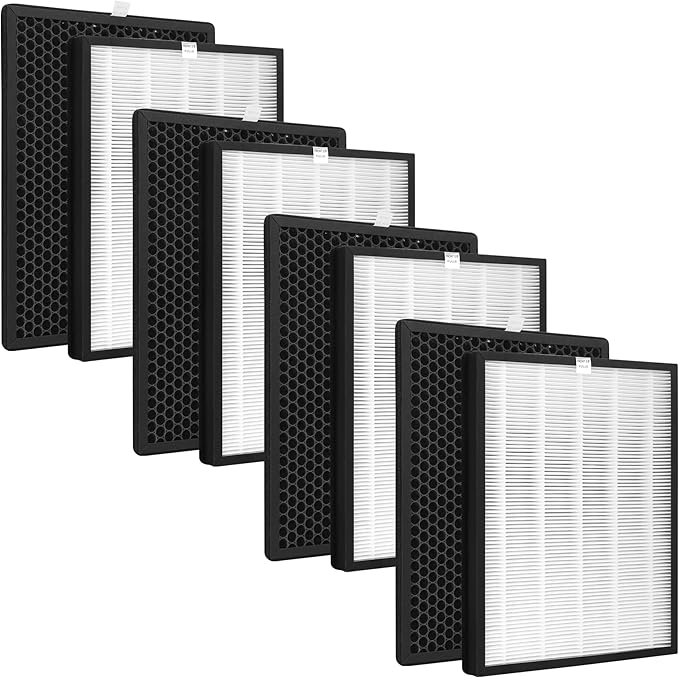 4 Sets True HEPA Replacement Filters for Alexapure Breeze AP-B102 and 3049 Air Cleaner Purifier, 4 HEPA Filters and 4 Activated Carbon Filters