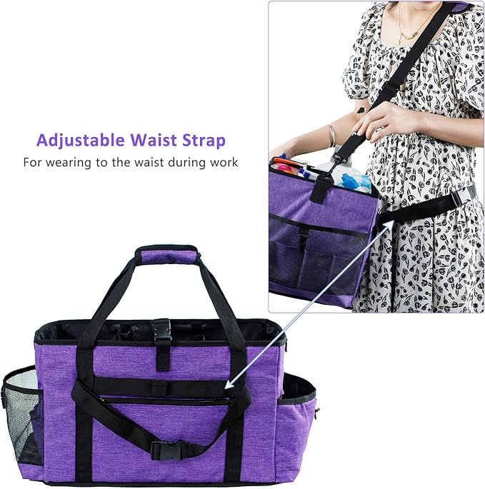 XL Professional Cleaning Caddy for Cleaning Suppliers, 17" Wearable Cleaing Bag for Housekeepers, Cleaning Organizer, Detailing Bag