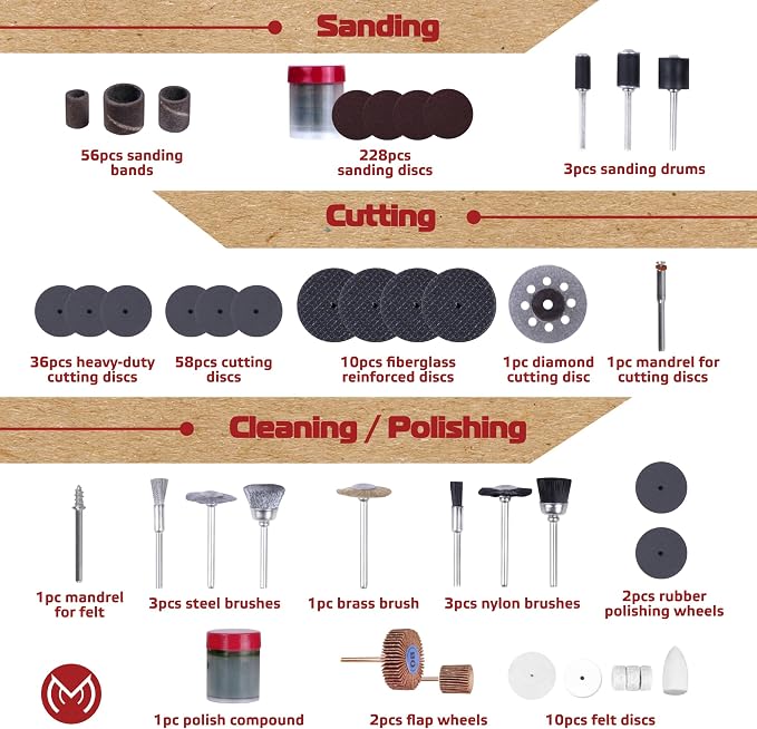 476 PCS Rotary Tool Accessories Kit, 1/8-in Shank Rotary Tool Kit, Universal Fitment for Easy Polishing, Sanding, Cutting, Drilling, Engraving, Sharpening, Grinding with Portable Storage Case