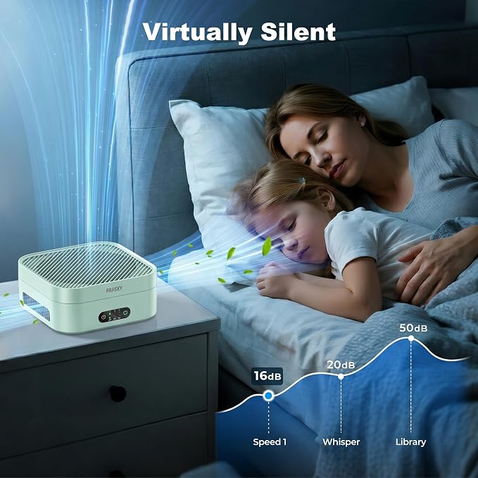 Air Purifiers for Home, 2 Filter, Plug-in, H13 True HEPA Filter Captures Smoke Odor Pet Dander, Portable Quiet Car Air Purifier for RV/Desk/Bedroom/Office, Covers up to 600 Ft², Timer - Green