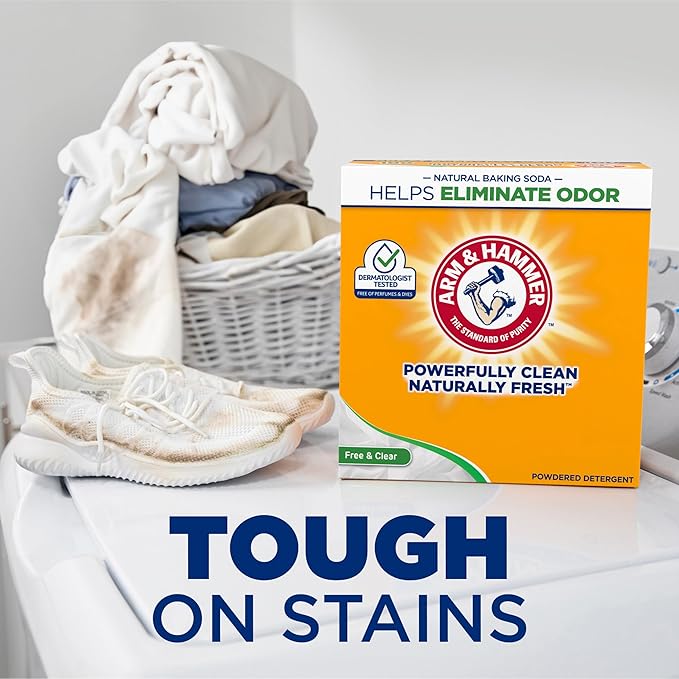 ARM & HAMMER Powder Laundry Detergent, Free of Perfume and Dyes, 100 Loads (Pack of 4)