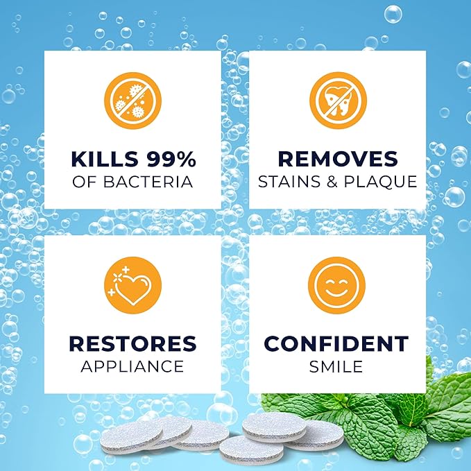FRESH KNIGHT Retainer Cleaner Tablets 120 - Invisalign Cleaner - Denture Cleaner. Efferdent Retainer Cleaner Tablets, Night Guard, Mouth Guards, Aligners & Dental Appliance Cleaner - 4 Month Supply.