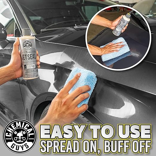 Chemical Guys JetSeal Sealant and Paint Protectant Kit with 2 Applicator Pads: Durable Synthetic Protection for Cars, Trucks, Motorcycles, RVs, and More, Creates High Gloss Mirror Shine Finish