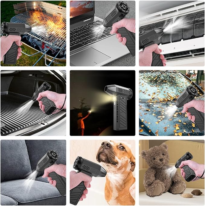 Rechargeable Compressed Air Duster, 130000RPM Stepless Speed Adjustable Electric Air Duster, Cordless AirDuster with Brushless Motor for Keyboard, Computer, House, Car