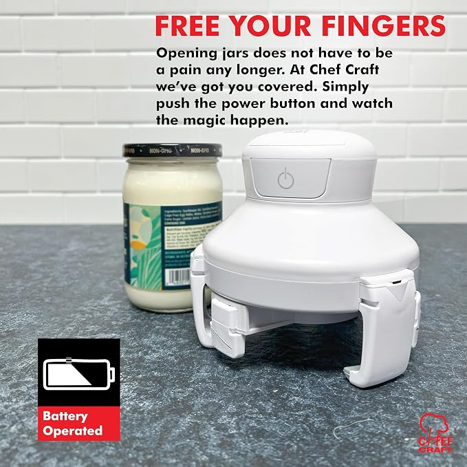 Chef Craft Hands free/Self-Centering, Three-Armed Electric Jar Opener