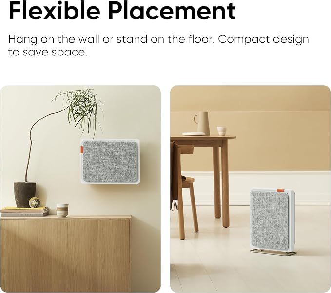Smartmi Air Purifier E1 for Bedroom Home Dorm, Wall Mounted Air Purifiers, Decorative Air Cleaner for Pet Hair, Dander, Smoke, Pollen, Works with HomeKit Alexa Google Assistant, 150m³/h CADR