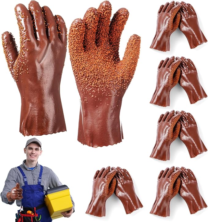 5 Pairs Sewer Snake Glove PVC Non Slip Sewer Gloves Drain Cleaning Glove Plumbing Tools for Professional Plumber