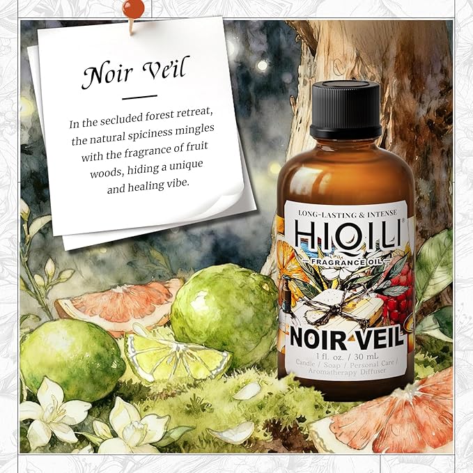 HIQILI Noir Veil Fragrance Oil, Strong Concentrated for Candle Making, Scented Diffuser, Perfume & Room Spray - 1 Fl Oz