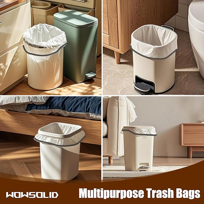 360 Count 1.6 Gallon Mini Drawstring Trash Bags, 1.2 Mil Thick Small Garbage Bags by WOWSOLID, Fit Liners 4.5-8 Liter, 1.2-2 Gal, Trash Can Bin for Bathroom, Kitchen, Bedroom, Office