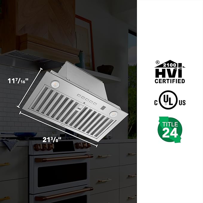 Broan NuTone® 21-Inch Custom Range Hood Power Pack Insert, w/SmartSense® Auto Operation & Voice Control, Stainless Steel