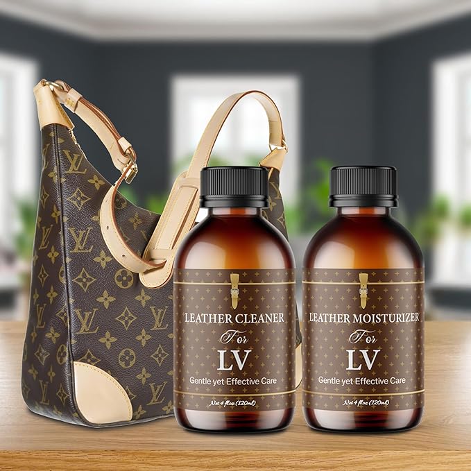Leather Cleaner & Moisturizer For Louis Vuitton, Formulated To Clean LV Leather Stains While Restoring Leather Shine, Making Your Louis Vuitton Look Renewed & Leaving A Light Fragrance, 120ml X 2