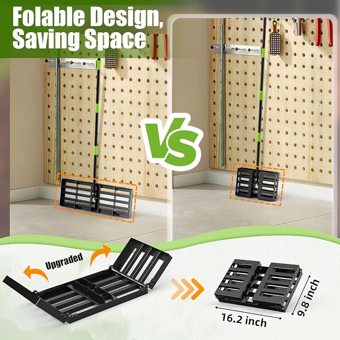 GARDTECH 16x10 Inch Lawn Leveling Rake Heavy Duty Adjustable Handle Yard Tool – Reinforced Steel Landscape Rake for Lawn Leveling, Soil Grading, Golf Course & Backyard Care