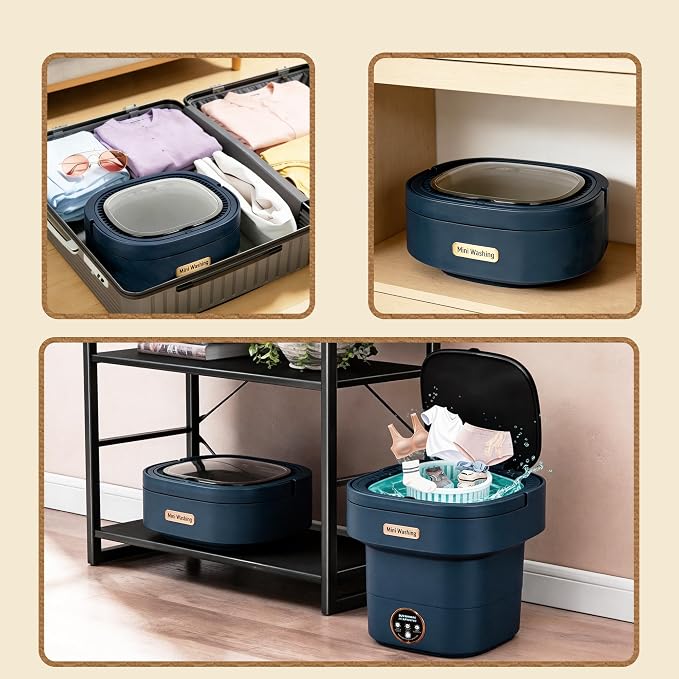 22L Mini Laundry Machine — Foldable Portable Laundry Machine and 3 Cleaning Modes for Baby Clothes,Ideal for Travel, Dorms