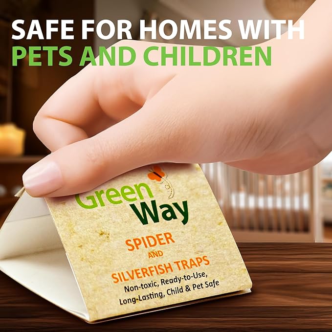 Greenway Silverfish and Spider Traps, Non-Toxic Indoor with High-Strength Glue for Safe, Effective Home Protection, 1 Pack (Includes 6 Traps)