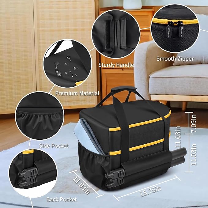 Bag for Wagner Spraytech 0282014 905e/915e/925e Portable Steam Cleaner, Foldable Handheld Steamer Storage Case for 18 Accessories Cleaning Brushes, Wallpaper Steam Plate with Pockets-Bag Only(YELLOW)