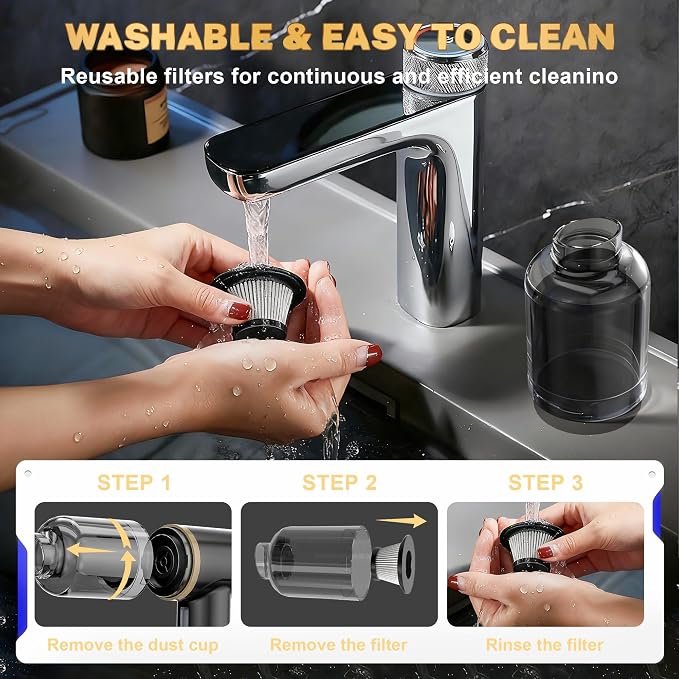 Cozylady Handheld Car Vacuum Portable Cordless, High Power 6 in 1 Vacuum Cleaner & Air Duster & Air Blower with 4000mAh Brushless Motor and Multi-Nozzles for Car, Home, Office, Camping, Pet (25kpa)