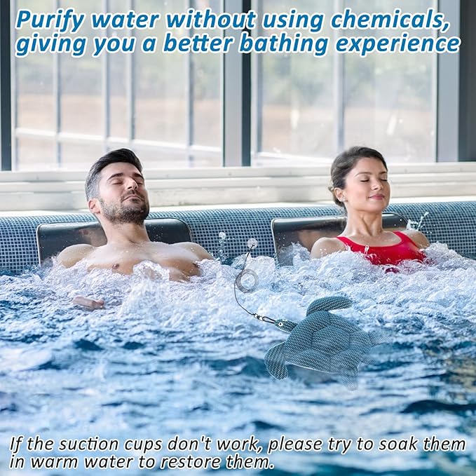 Hot Tub Scum Absorber with 4 Sponge Balls, 2025 Upgrade Reusable Scum Turtle Hot Tub Absorber Accessories Hot Tub Sponge for Spa & Pool Cleaner, Hot Tub Oil Absorbing Keeps Water Clean