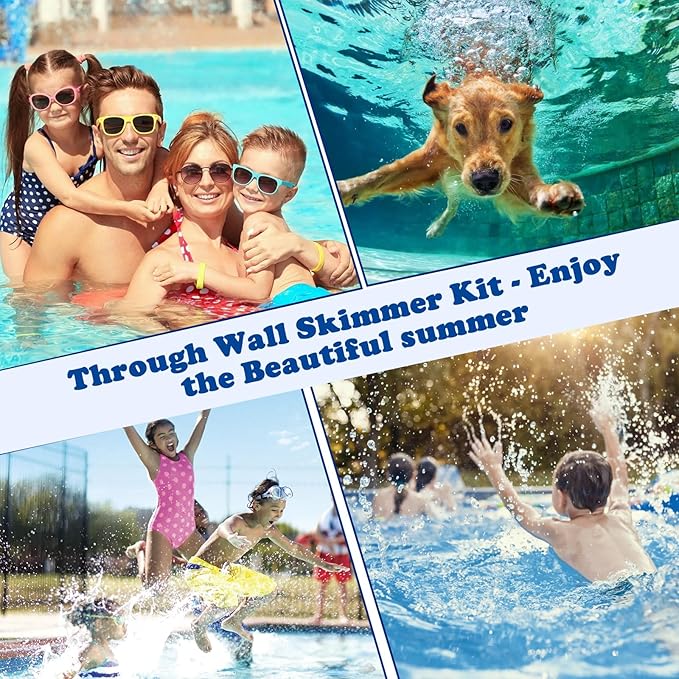 Above Ground Pool Skimmer Kit- Wide Mouth Opening Thru-Wall Skimmer- Outer Dimensions：13-9/16 in (W) x 7-9/16 in (H) ，Inner Dimensions 11-15/16 in (W) x 5-5/16 in (H)