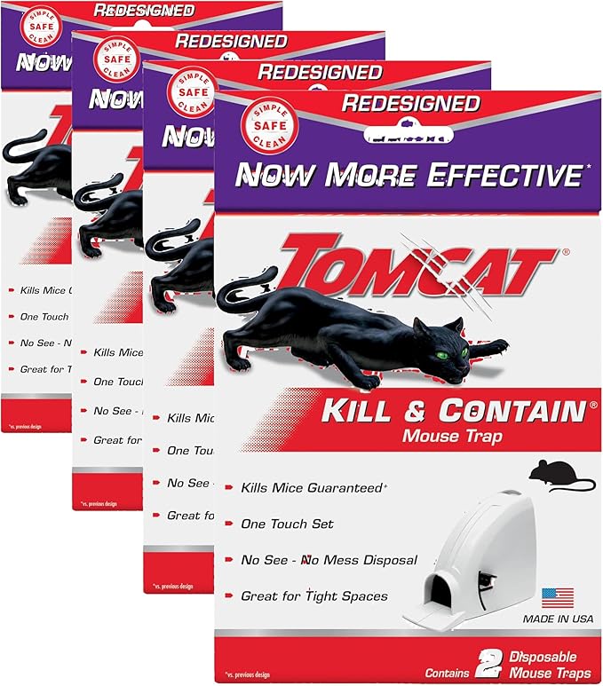 Tomcat Kill & Contain Mouse Trap,Never See a Dead Rodent Again,2 Traps,(Pack of 4)