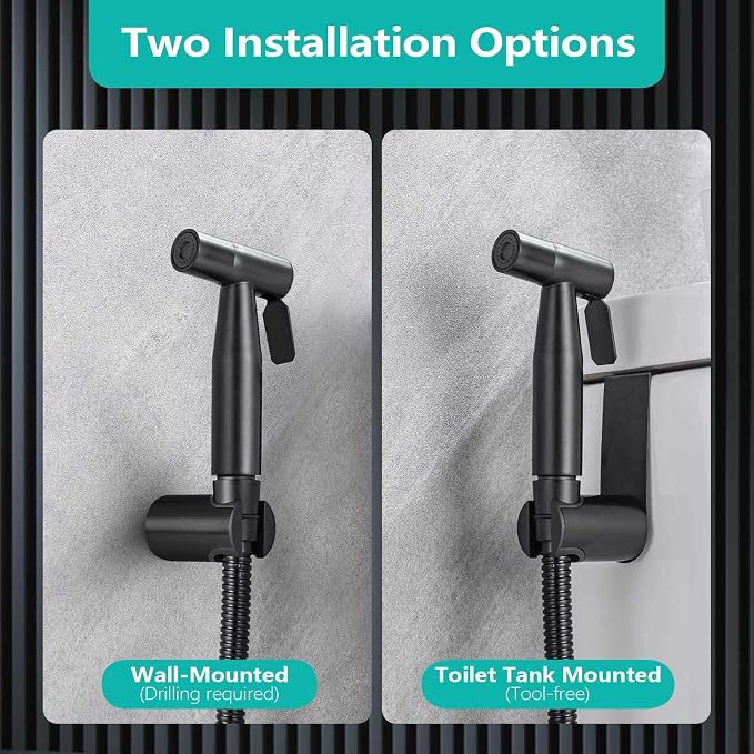 BARROCK Bidet Sprayer for Toilet, Handheld Jet Spray for Existing Toilets with Bidet Hose, Adjustable Water Pressure Muslim Shower, Stainless Steel Cloth Diaper/Feminine Wash Sprayer Matte Black