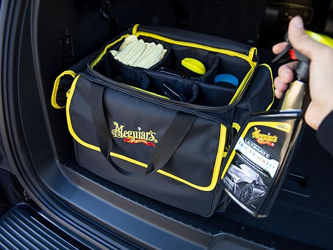 Meguiar's Detailing Bag - Premium Car Bag and Detailing Supply Organizer - Portable for All Your Favorite Supplies, Black