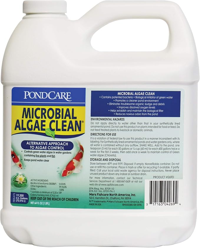 API PONDCARE MICROBIAL ALGAE CLEAN Green Water Biological Inhibitor (269D) 64-Ounce