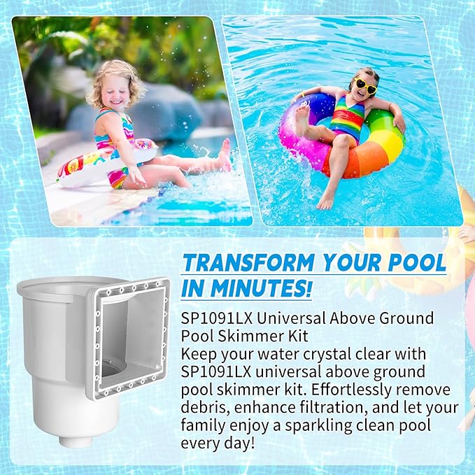SP1091LX Universal Above Ground Pool Skimmer Kit with Accessories, Compatible with Standard 6-Inch Wall Openings, Replaces SP1090, SP1091ES, SP1095ES Hay Ward Models