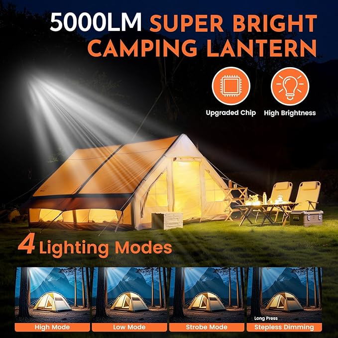 12000mAh Camping Lights 2Pack, Compressed Air Duster, 3-Gear Electric Air Duster Rechargeable