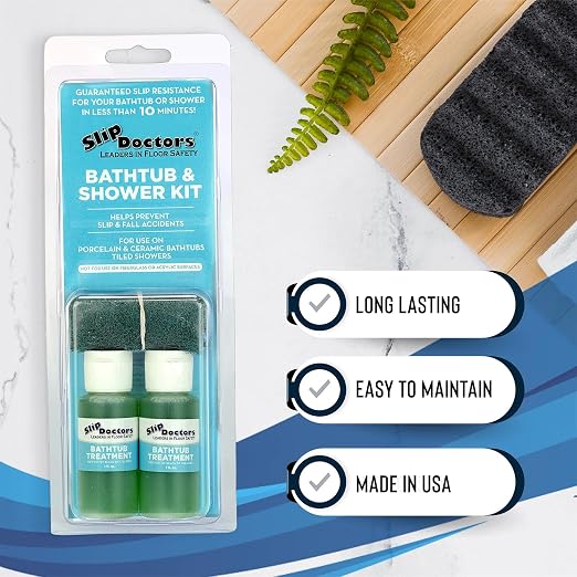 SlipDoctors Bathtub & Shower Kit | Non-Slip Treatment for Ceramic or Porcelain Tubs & Tiled Showers. Works Immediately to Increase Traction!