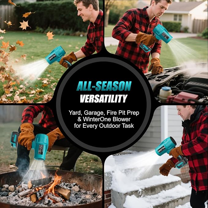 Dinftin Brushless Cordless Leaf Blower Compatible for Makita 18V Battery(Tool Only), 125MPH 430CFM Variable Speed Turbo Blower, Lightweight Handheld Blower for Lawn, Garage, Snow, Patio