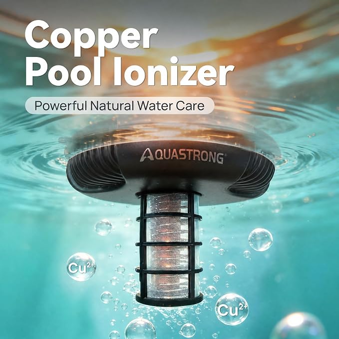AQUASTRONG Solar Powered Pool Maintenance System with 8.5 oz Copper Anode, High-Efficiency Solar Panel for Above & Inground Swimming Pools up to 25,000 Gal, Compatible with All Pool Types