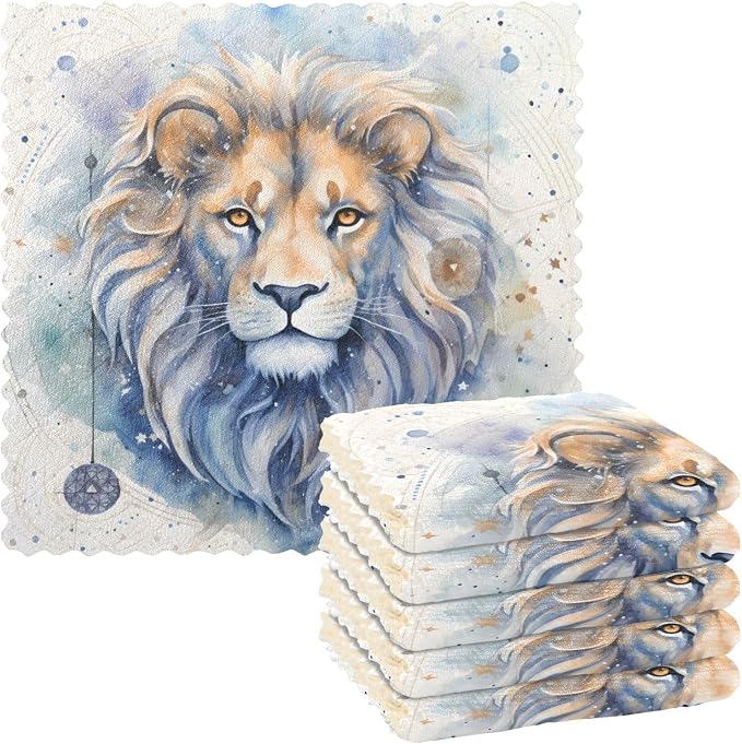 ALAZA Dish Towels Kitchen Cleaning Cloths Lion (15) Dish Cloths Absorbent Kitchen Towels Lint Free Bar Tea Soft Towel Kitchen Accessories Set of 6,11"x11"