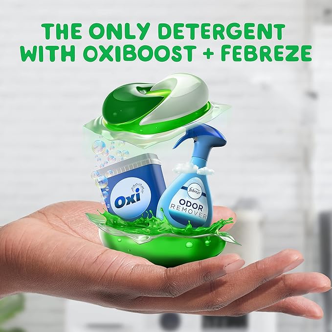Gain Flings Laundry Detergent Pacs with Odor Defense, 102 Count, Super Fresh Blast Scent, HE 3in1 Detergent Pacs with Febreze and Oxi