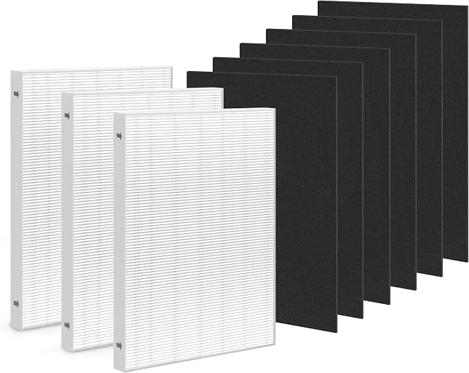 3+6 Aera Max 300 HEPA Filter Replacement Compatible with Fellowes AeraMax 290 300 DX95 Air Puri-fier True HEPA Air Filter, Fit AP-300PH HF-300 Part#9287201, 3x H13 HEPA+6x car-bon Pre-Filter