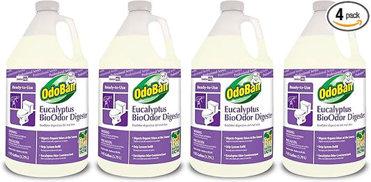 OdoBan Professional Cleaning Ready-to-Use BioOdor Digester Harsh Aroma Counteractant, Made in the USA, Eucalyptus Scent, 4-Pack, 1 Gallon Each