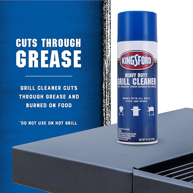 Kingsford Heavy Duty Foaming Grill Cleaner Spray, BBQ Degreaser for Charcoal & Gas Grills, Cuts Grease, Burnt-On Food & Grime, Easy Spray-On Foam for Grill Grates & Surfaces, Aerosol Can, 14.5 Oz