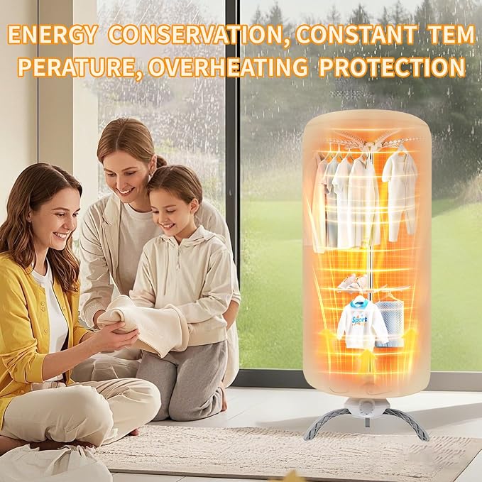 900W Upgraded Portable Dryer for Clothes & Shoes | 110V Compact Clothes Dryer for Apartments, Home, RV&Travel (Beige)