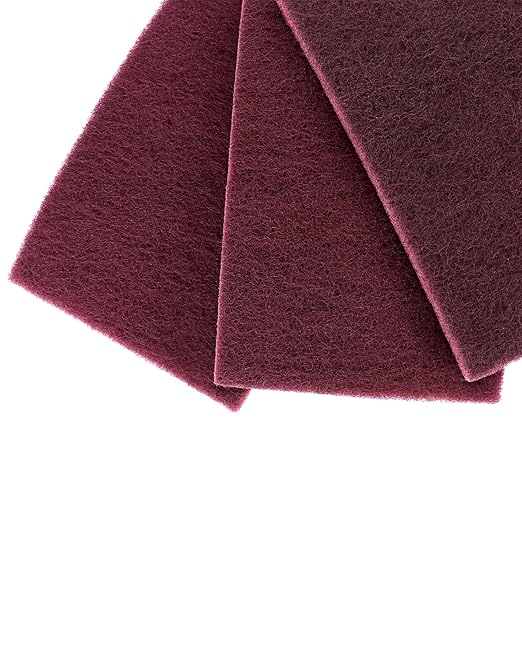 QWORK Scuff Pad Cleaning Pads - 20 Pack, 6" x 9", 7447 Polishing Pads, Aluminum Oxide Hand Pads, Fine Grade, for Automotive Surface Cleaning, Paint Primer, Maroon