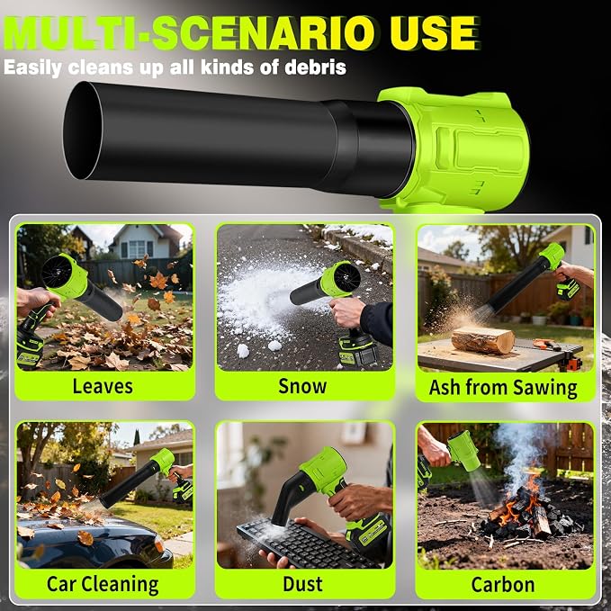 Cordless Leaf Blower, 800,000 RPM Handheld Portable Leaf Blowers with 2 X 4.0Ah Batteries, High-Speed Turbo Jet Blower Lightweight for Cleaning Yard, Patio,Leaves, Dust