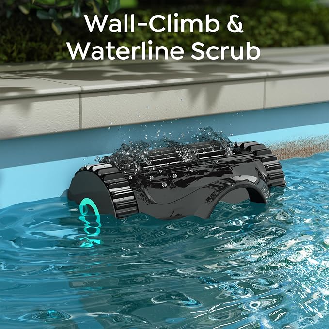 (2026 Upgrade) BRINBO C1 Robotic Pool Cleaner with 180 Mins, Pool Vacuum for Inground Ground Pools up to 1615 sq.ft, Smart Routing, Wall Climbing, Dual Filtration, with APP, Multi-Mode (Glossy Black)