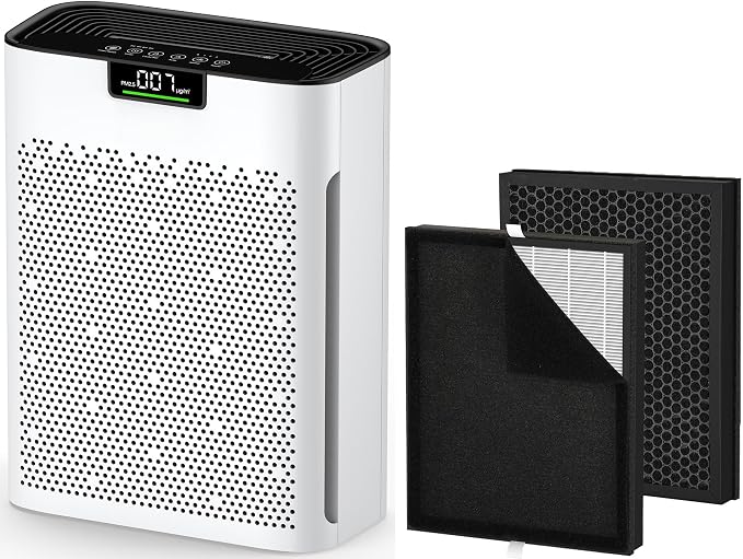 Air Purifier for Home Large Room 2200 Ft² KJ190 with 2-PACK Filter Replacement, MOOKA H13 True HEPA Air Purifiers Cleaner for Pets, Washable Filters, Auto Mode