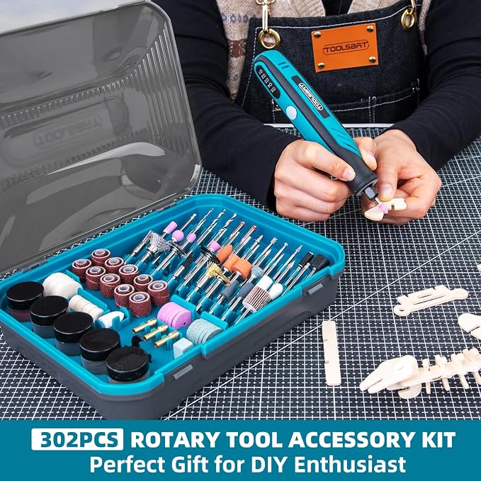 302PCS Rotary Tool Accessories Kit, 1/8-Inch Diameter Shanks Universal Fitment, Rotary Tool Bits for Cutting, Sanding, Grinding, Carving, Polishing, Drilling and Engraving