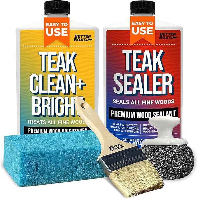 Better Boat Teak Cleaner and Brightener for Wood, Teak Oil or Sealer for Boats, Indoor Furniture, Shower Stools, and Outdoor Wood Furniture Restorer for Stains